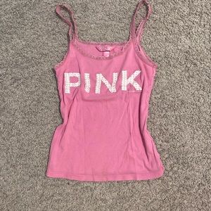 PINK Victoria’s Secret vintage tank top lace trip small rhinestones